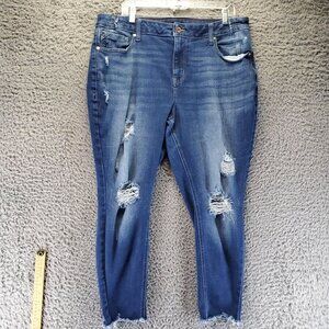 Edgely Jeans Womens 18W Short Blue High Rise Super Skinny Distressed
